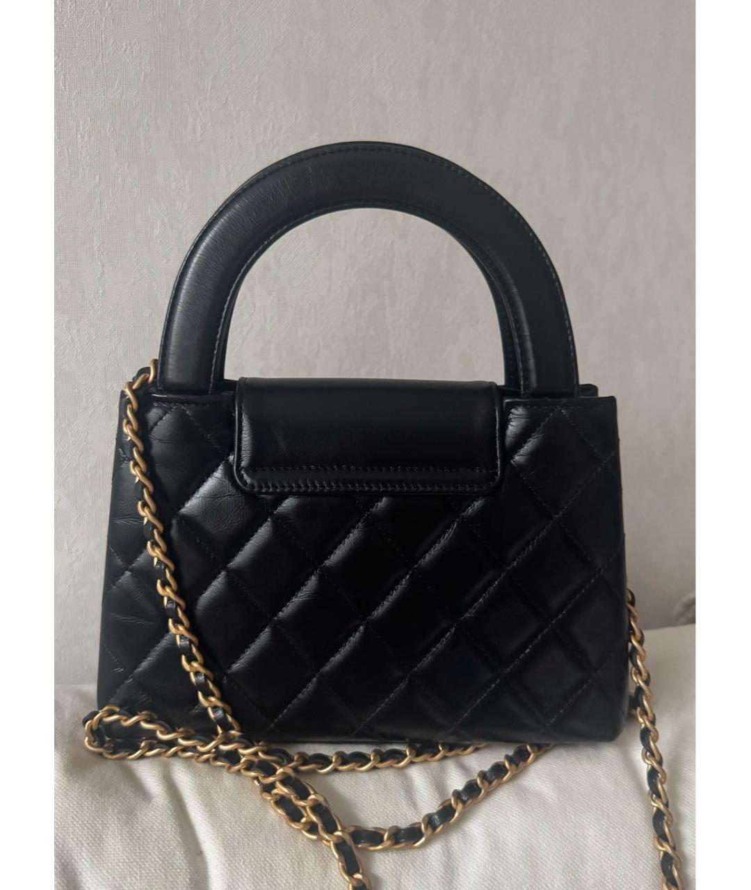 CHANEL Черная кожаная сумка с короткими ручками, фото 2