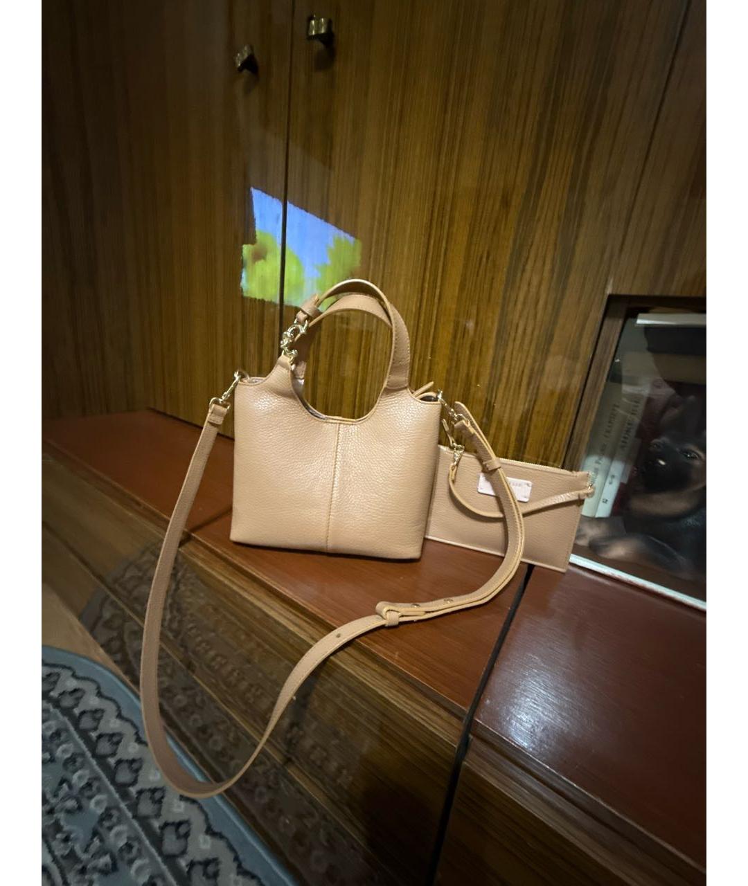 COCCINELLE Коричневая кожаная сумка с короткими ручками, фото 3