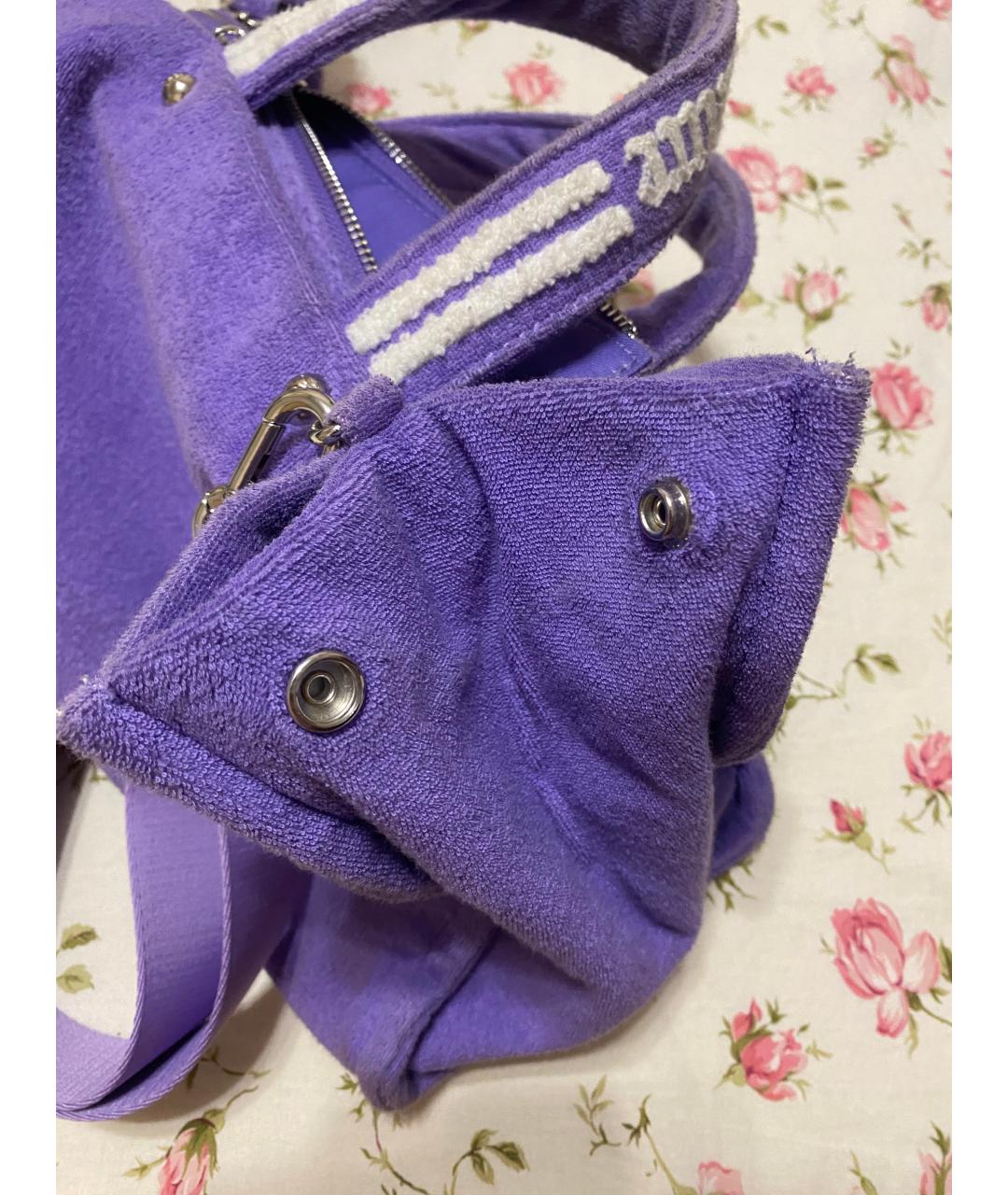 JUICY COUTURE Фиолетовая хлопковая сумка тоут, фото 8