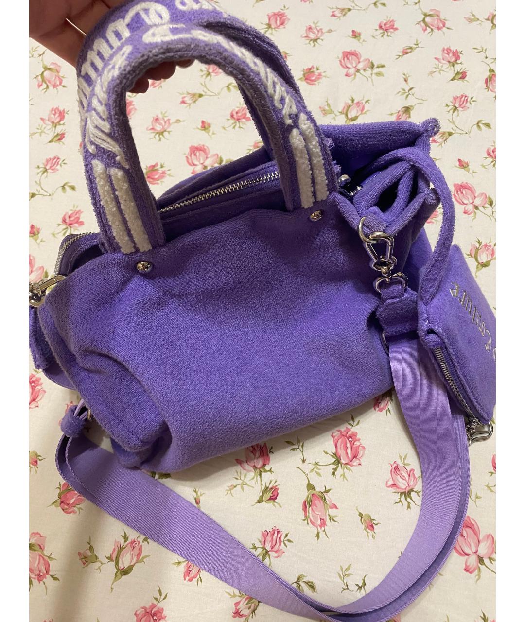 JUICY COUTURE Фиолетовая хлопковая сумка тоут, фото 3