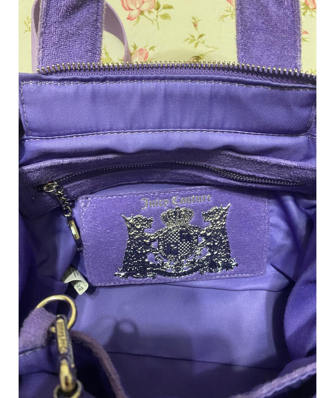 JUICY COUTURE Фиолетовая хлопковая сумка тоут, фото 4