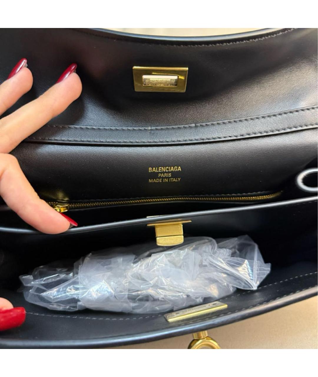 BALENCIAGA Черная кожаная сумка тоут, фото 6