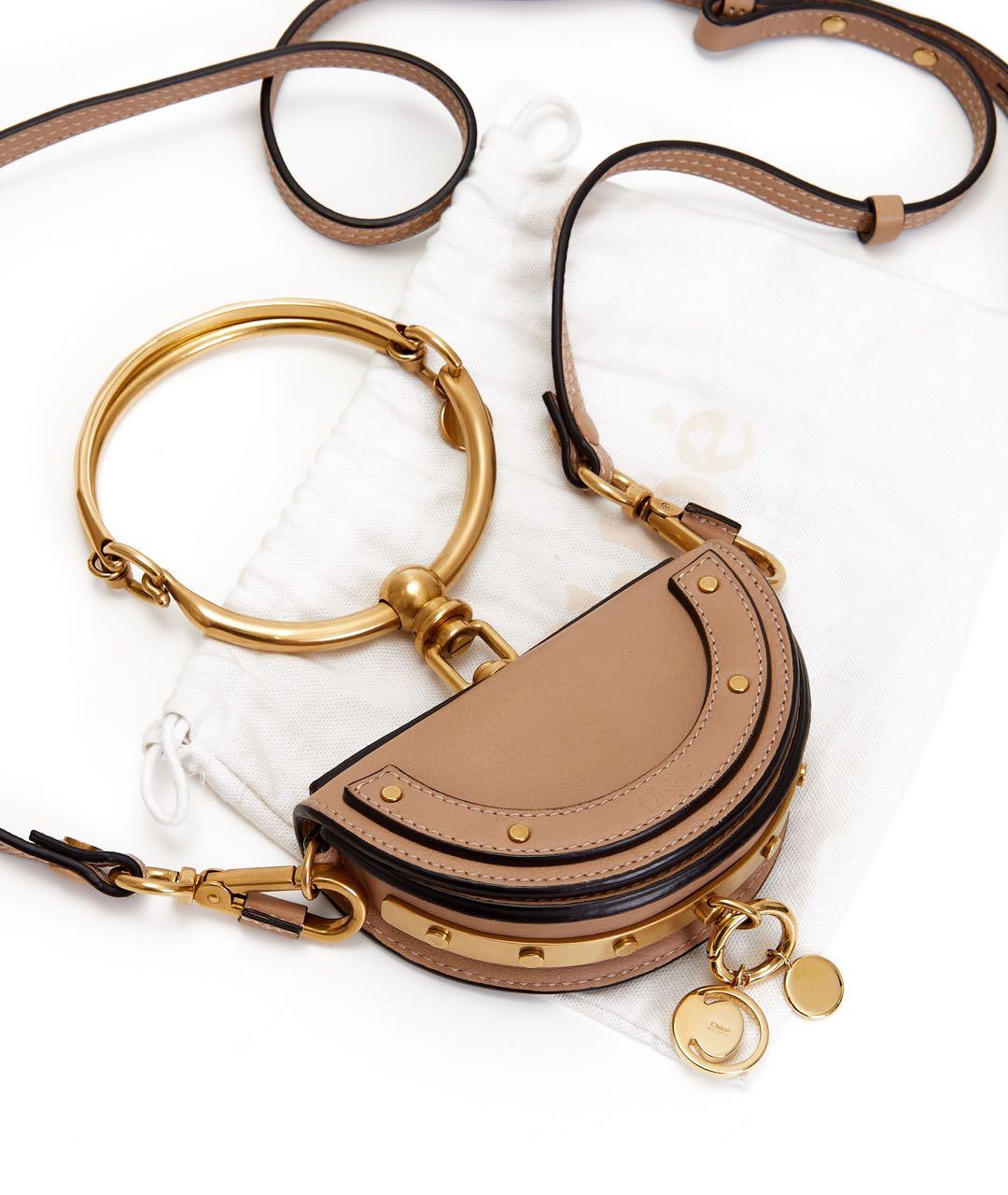 CHLOE Бежевая кожаная сумка с короткими ручками, фото 3