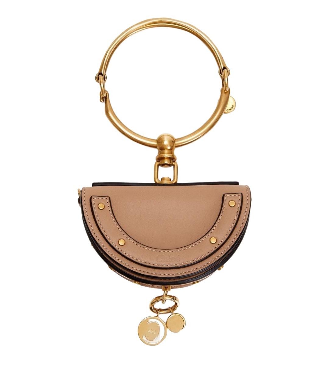 CHLOE Бежевая кожаная сумка с короткими ручками, фото 5