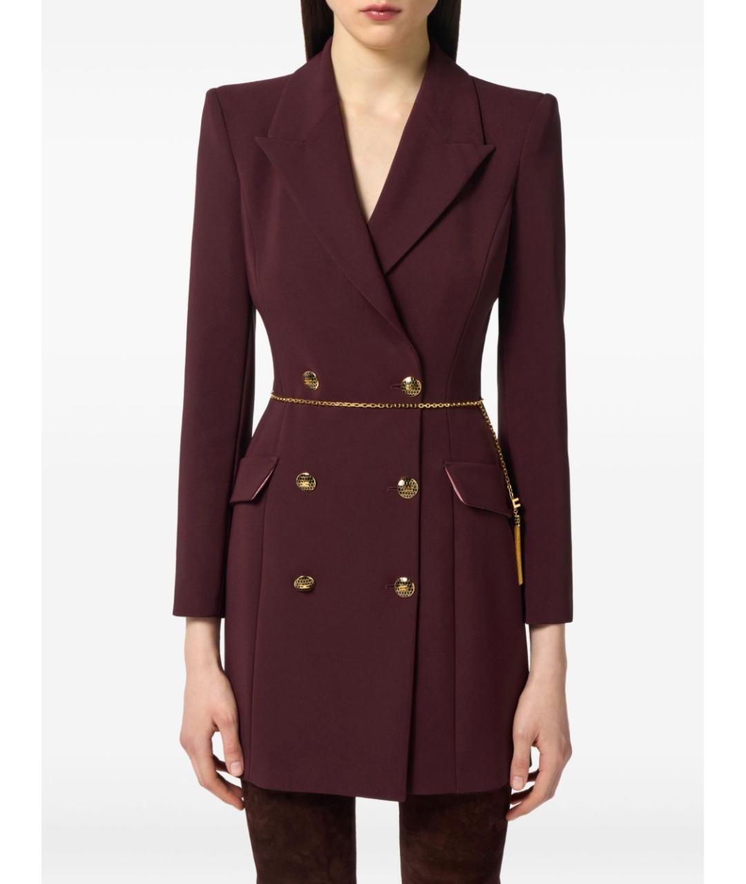 ELISABETTA FRANCHI Бордовое повседневное платье, фото 2