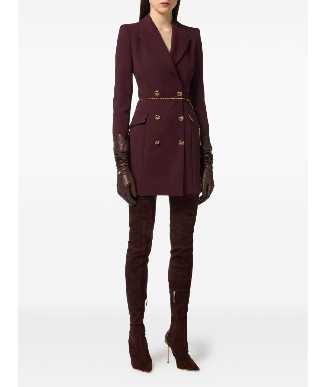 ELISABETTA FRANCHI Бордовое повседневное платье, фото 5