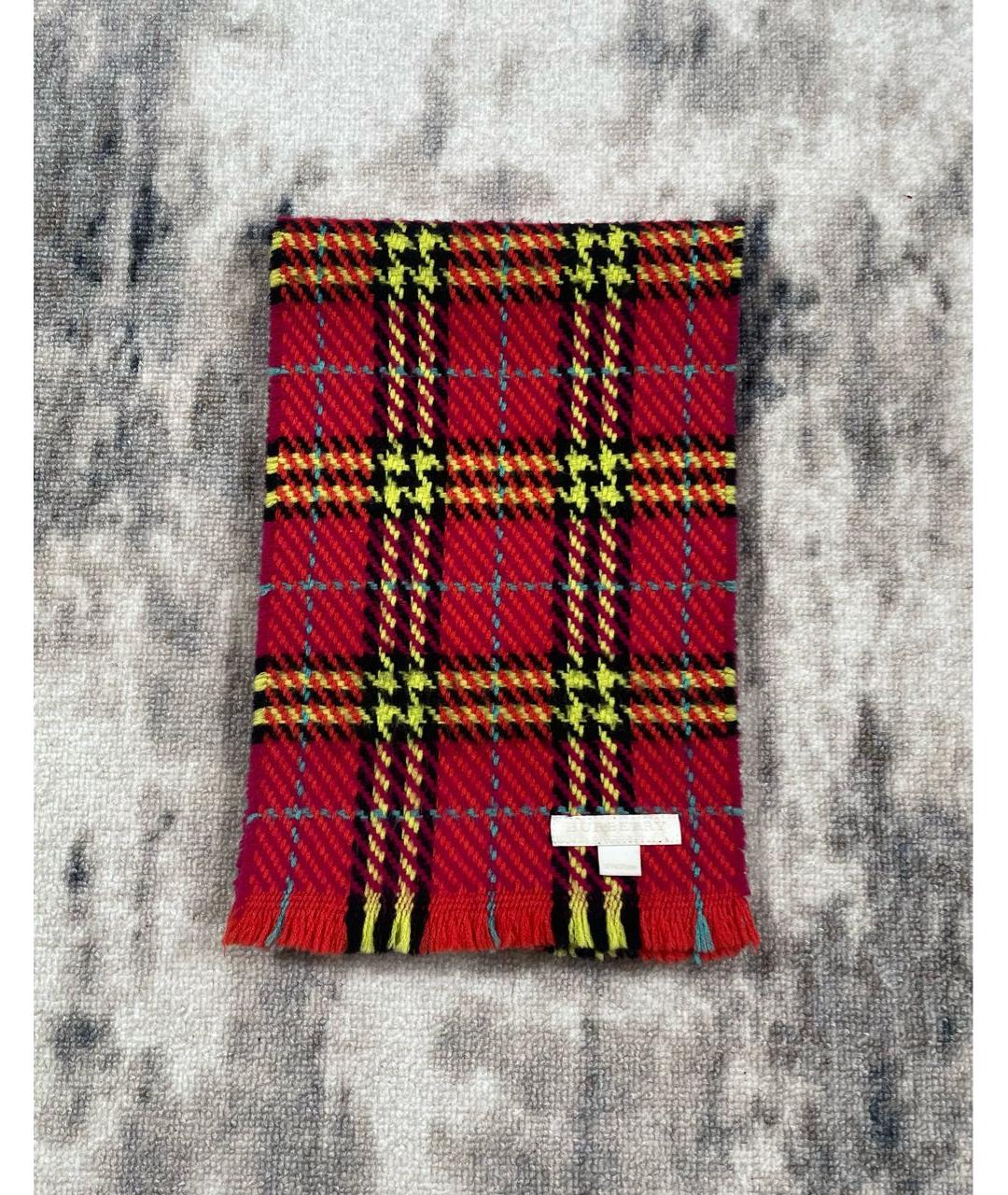 BURBERRY Красный шерстяной шарф, фото 4