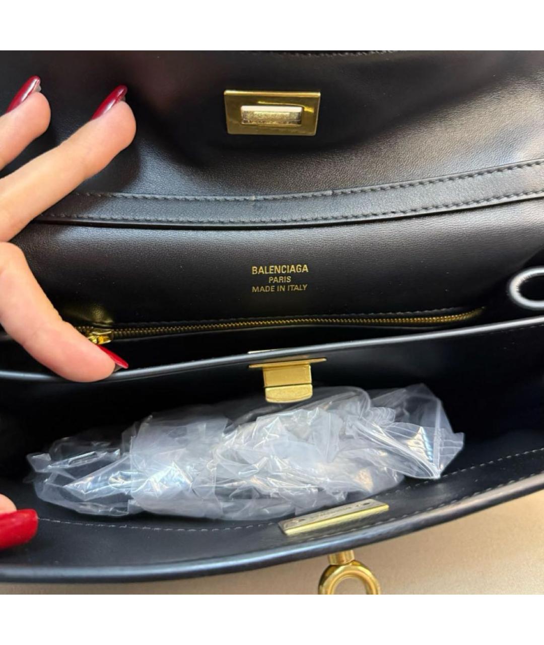 BALENCIAGA Черная кожаная сумка через плечо, фото 6
