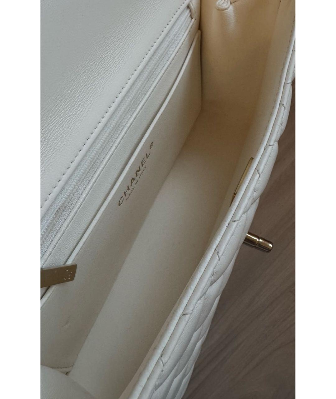 CHANEL Белая кожаная сумка с короткими ручками, фото 8