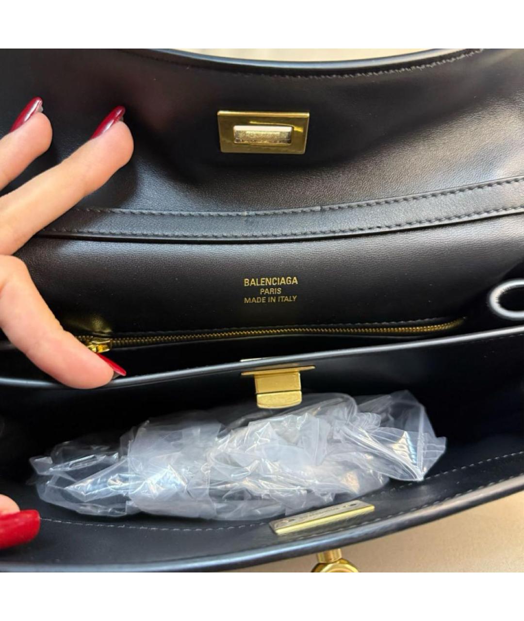 BALENCIAGA Черная кожаная сумка с короткими ручками, фото 6