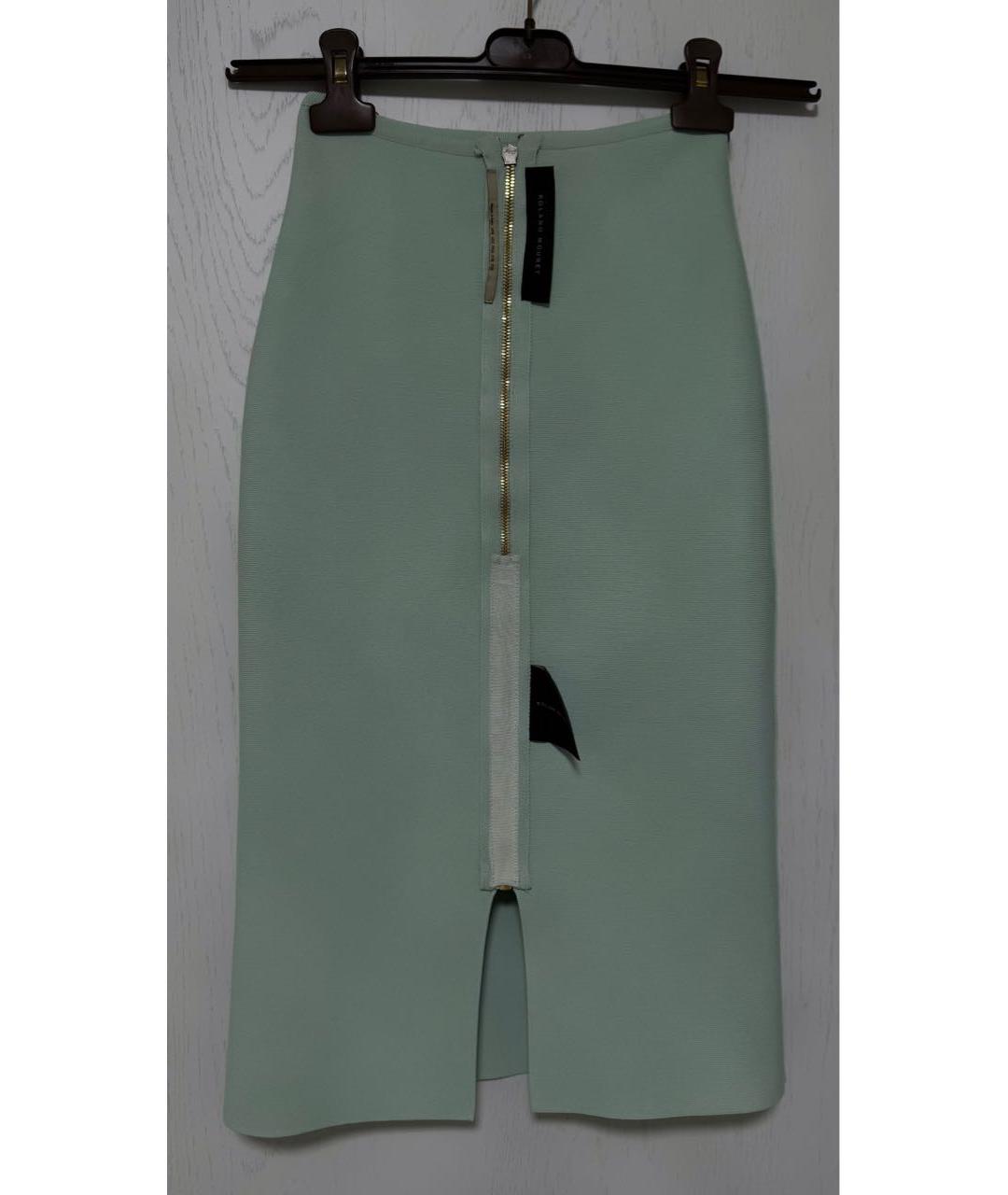 ROLAND MOURET Бирюзовая вискозная юбка миди, фото 3