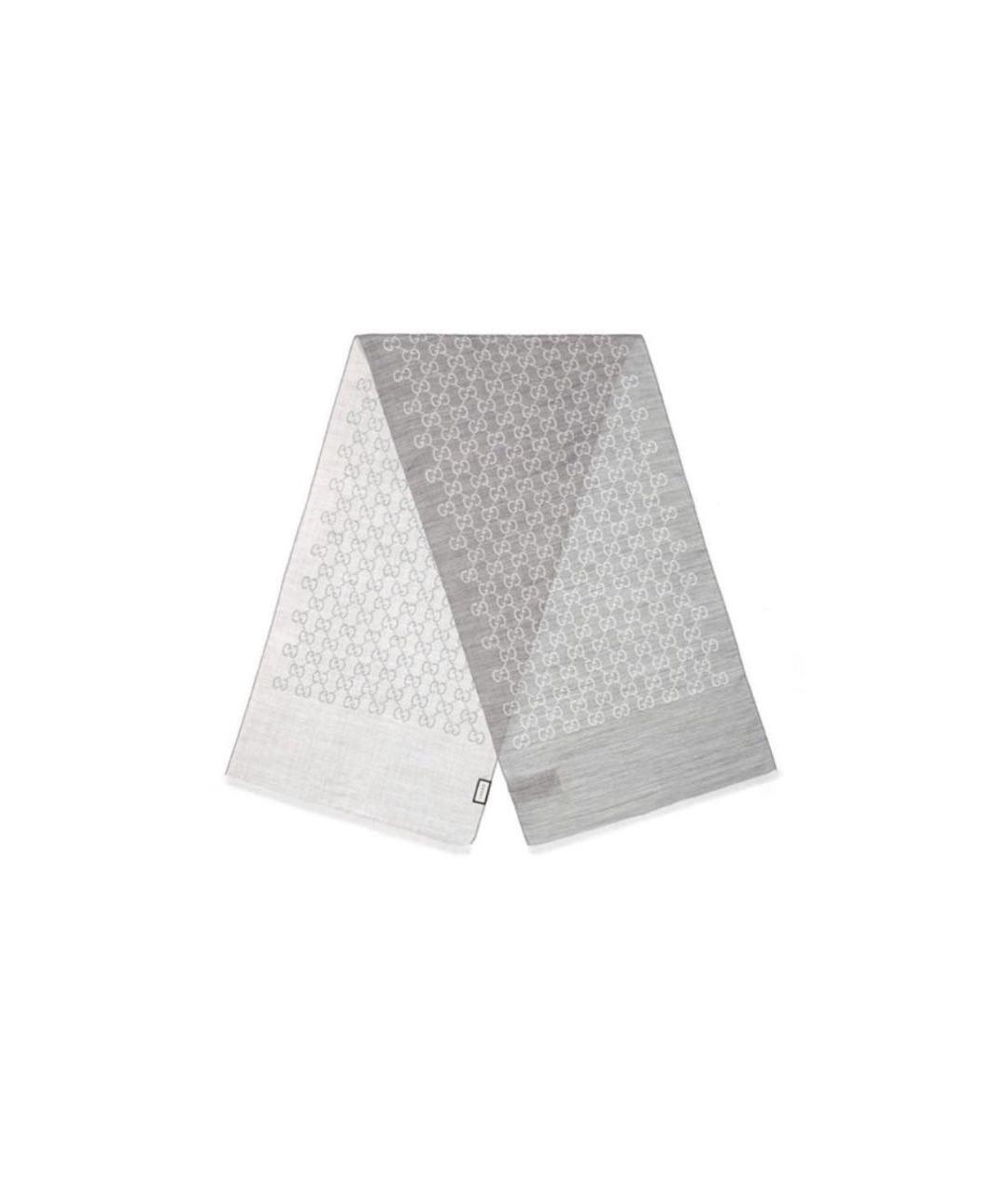 GUCCI Серый шерстяной шарф, фото 1