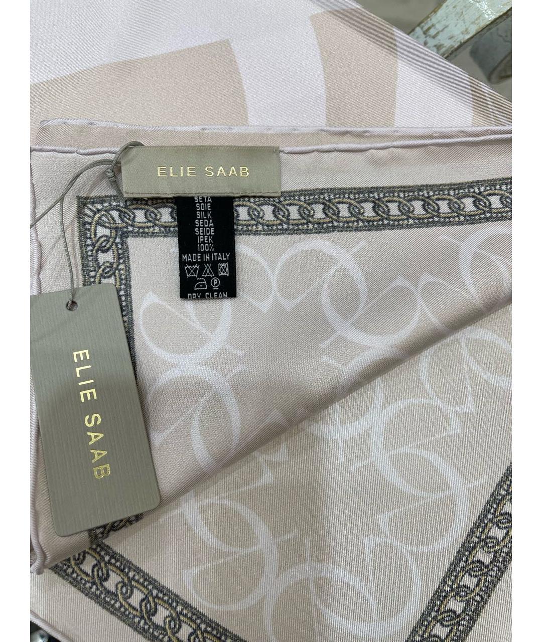 ELIE SAAB Бежевый шелковый платок, фото 3