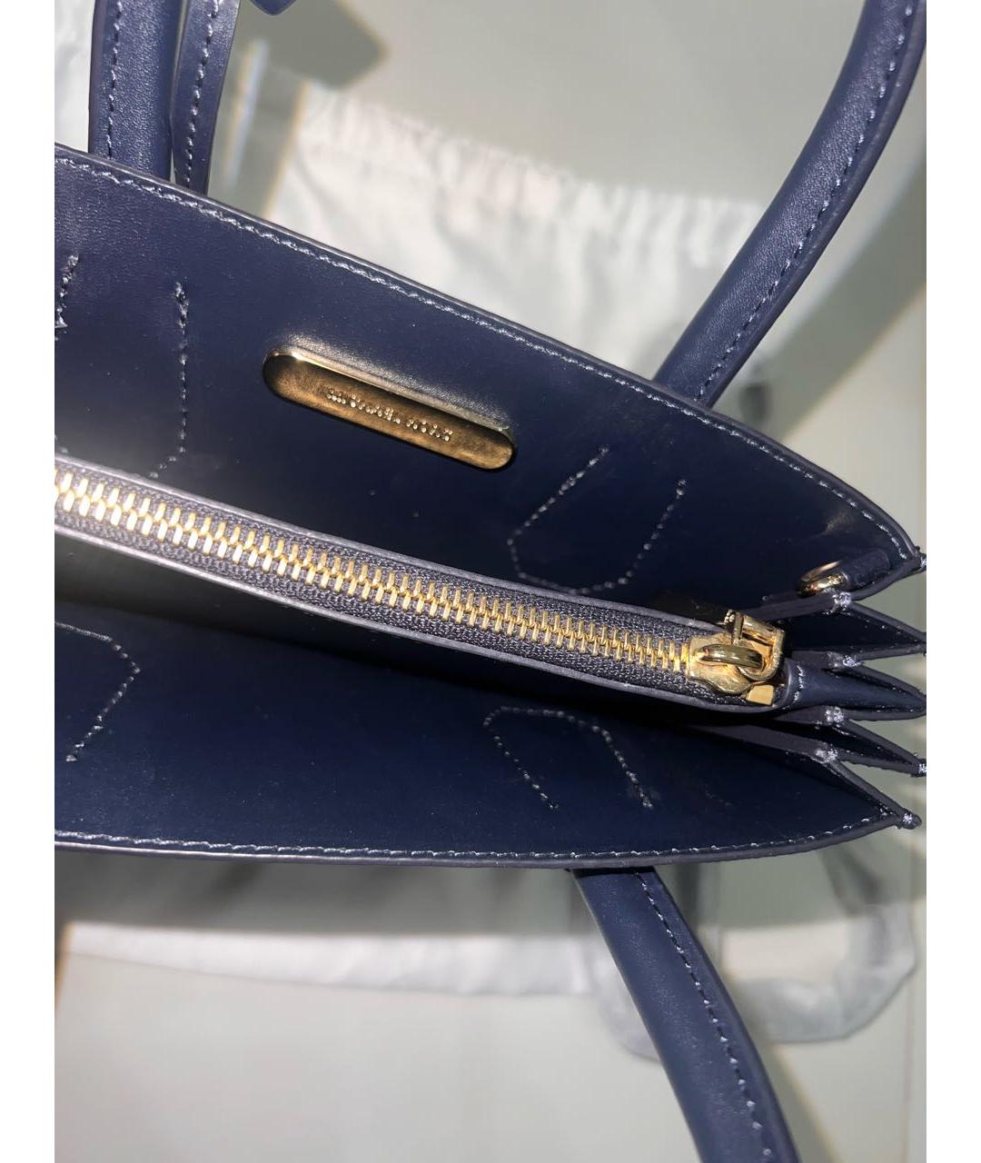 MICHAEL KORS Темно-синяя кожаная сумка с короткими ручками, фото 4