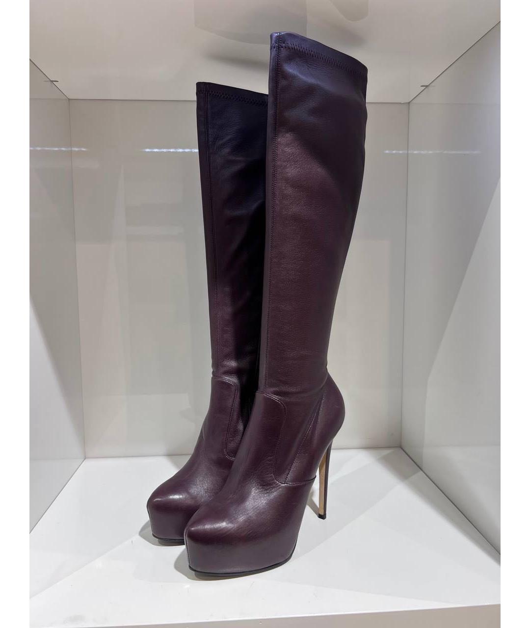 LE SILLA Бордовые кожаные сапоги, фото 2