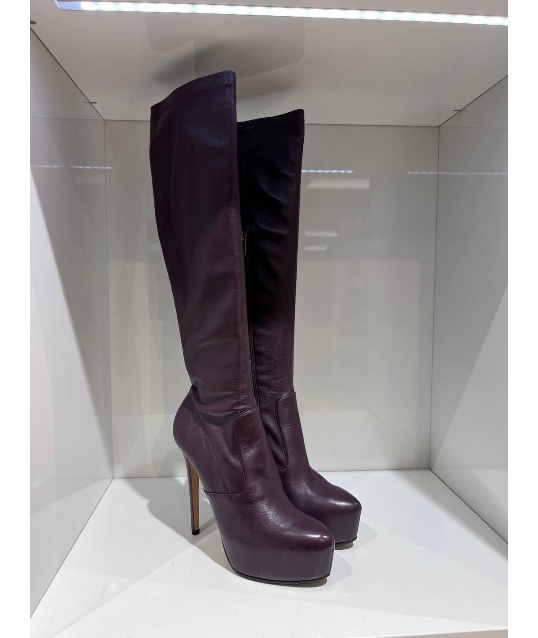 LE SILLA Бордовые кожаные сапоги, фото 4