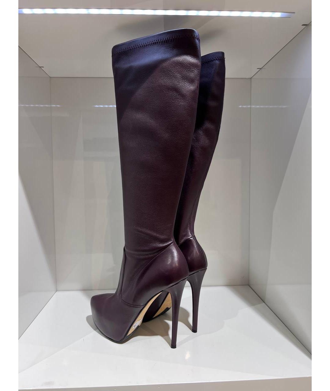 LE SILLA Бордовые кожаные сапоги, фото 3