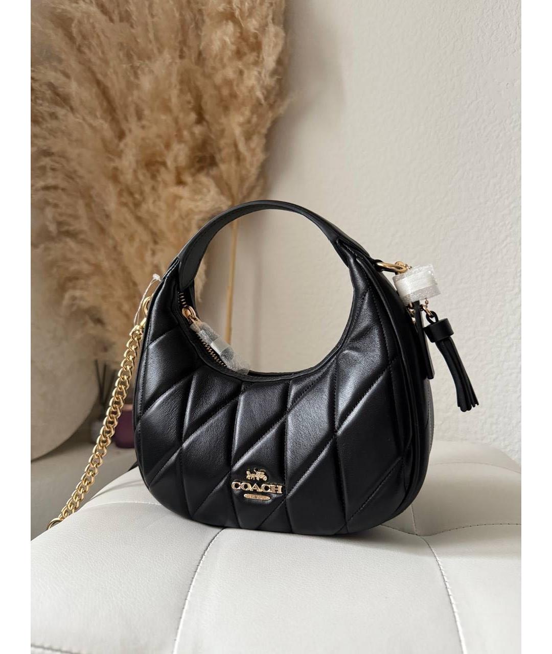 COACH Черная кожаная сумка через плечо, фото 8