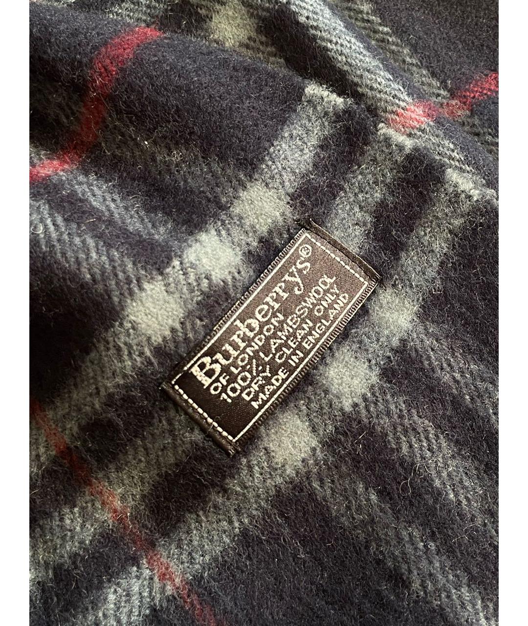 BURBERRY Темно-синий шерстяной шарф, фото 4
