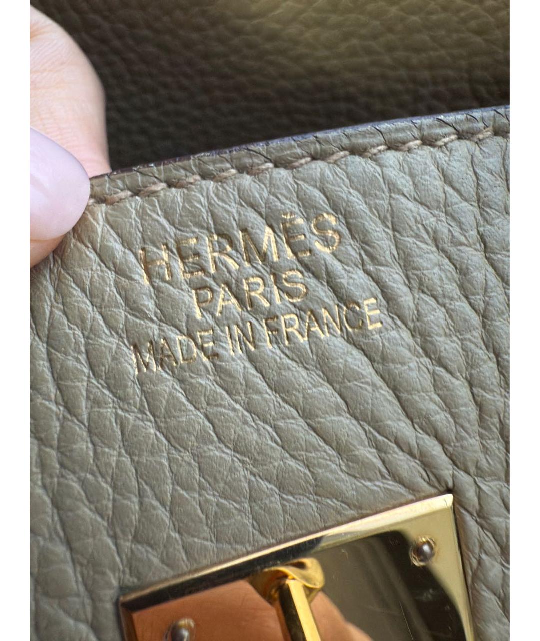 HERMES Бежевая кожаная сумка с короткими ручками, фото 5