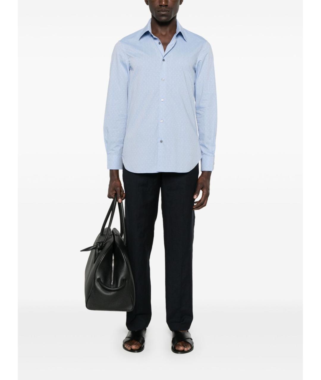 EMPORIO ARMANI Голубая хлопковая классическая рубашка, фото 2