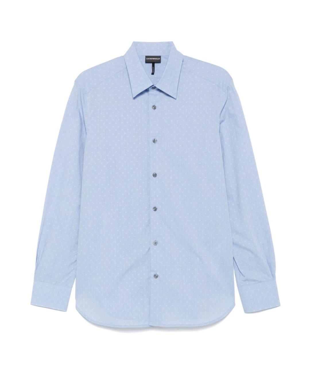 EMPORIO ARMANI Голубая хлопковая классическая рубашка, фото 1
