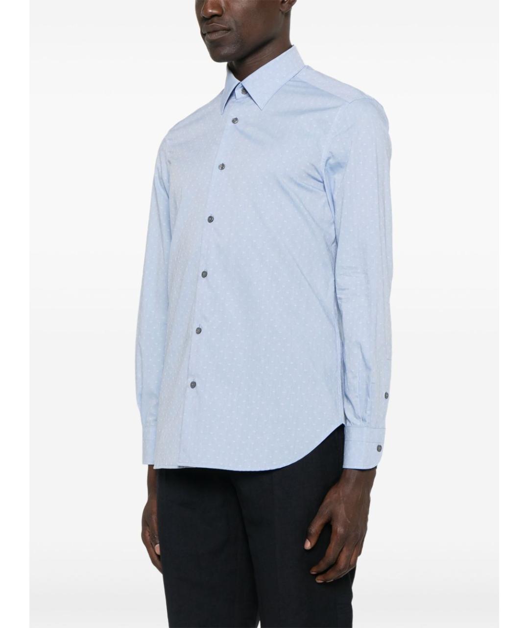 EMPORIO ARMANI Голубая хлопковая классическая рубашка, фото 5