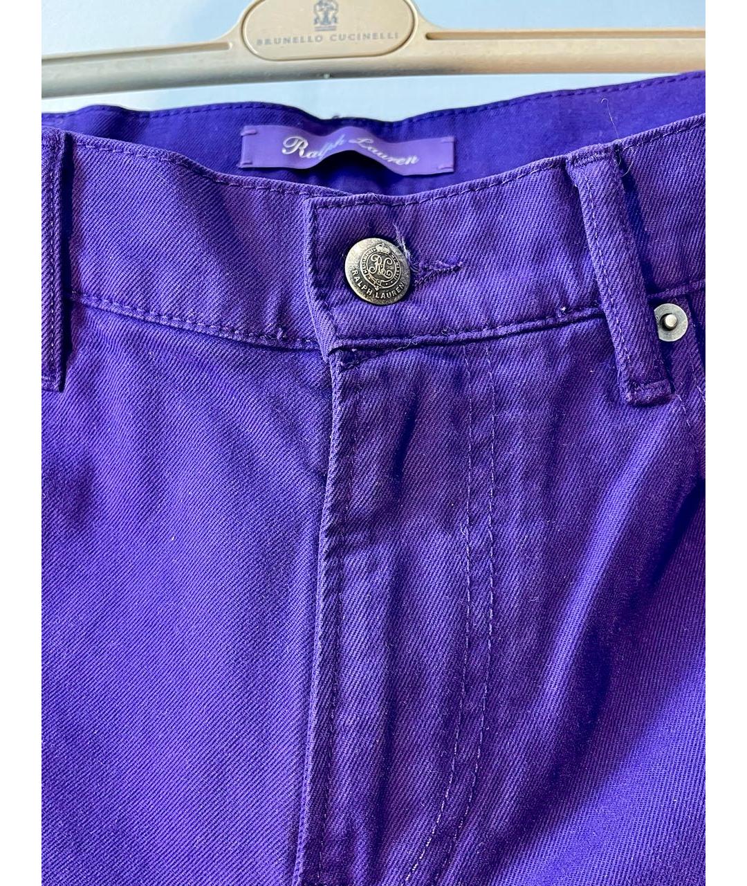 RALPH LAUREN PURPLE LABEL Фиолетовые хлопко-эластановые прямые джинсы, фото 4