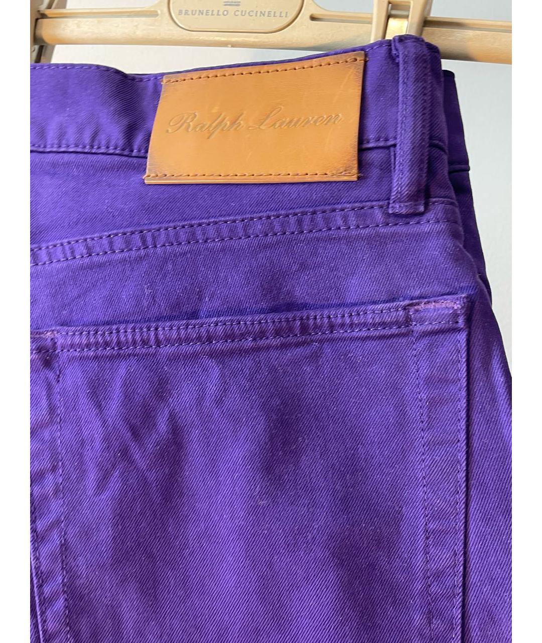 RALPH LAUREN PURPLE LABEL Фиолетовые хлопко-эластановые прямые джинсы, фото 2