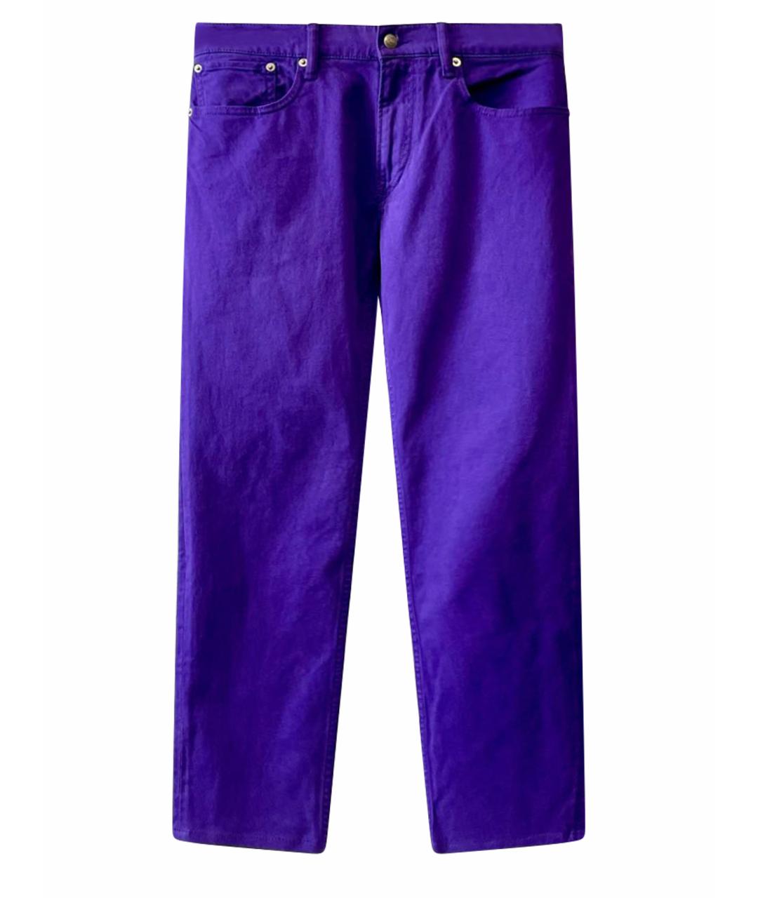 RALPH LAUREN PURPLE LABEL Фиолетовые хлопко-эластановые прямые джинсы, фото 1