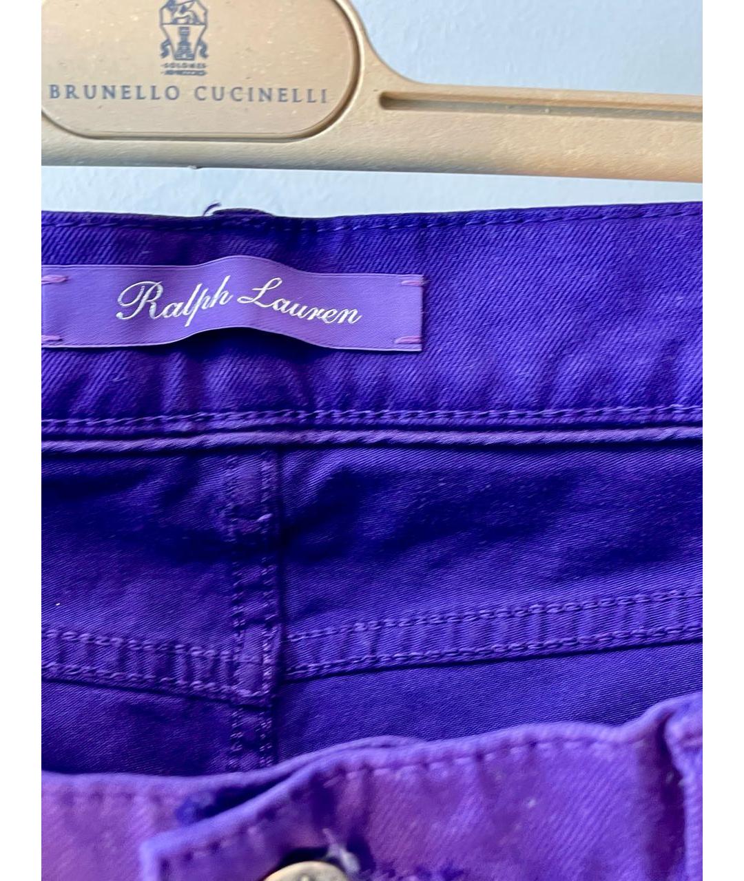 RALPH LAUREN PURPLE LABEL Фиолетовые хлопко-эластановые прямые джинсы, фото 5