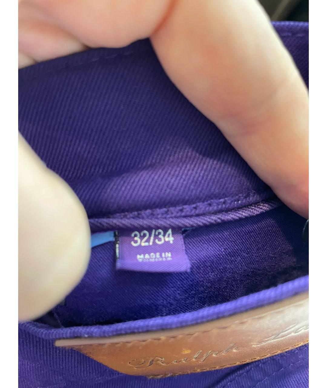 RALPH LAUREN PURPLE LABEL Фиолетовые хлопко-эластановые прямые джинсы, фото 3
