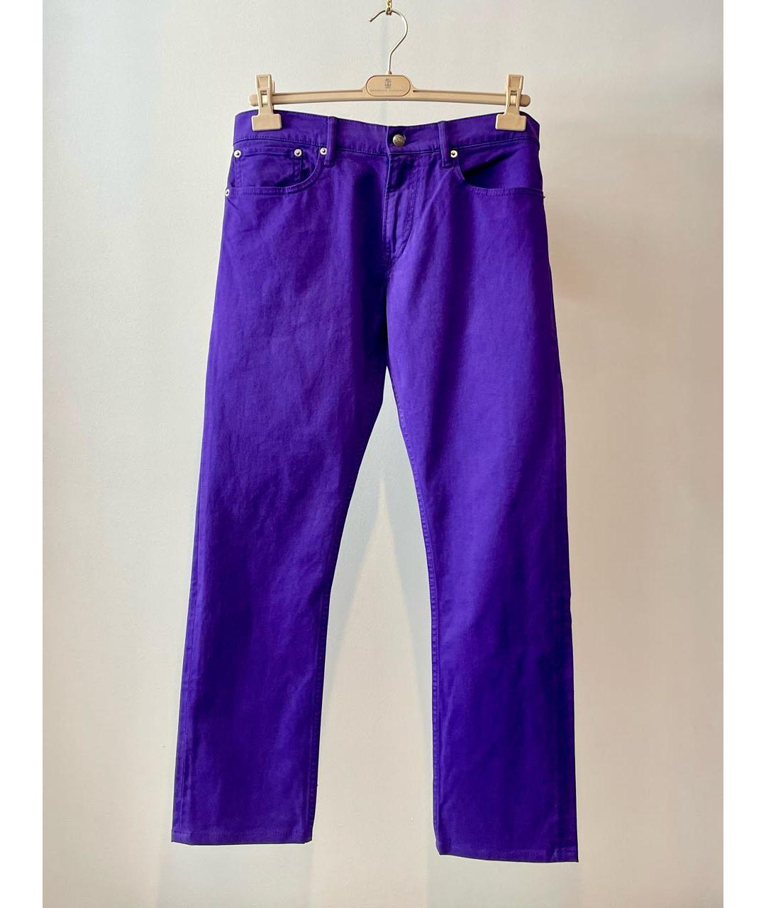 RALPH LAUREN PURPLE LABEL Фиолетовые хлопко-эластановые прямые джинсы, фото 7