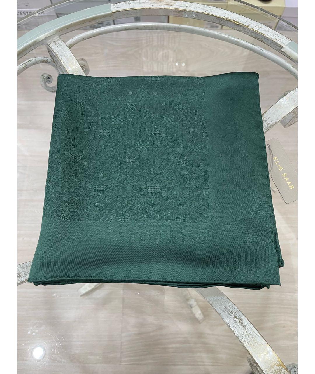 ELIE SAAB Зеленый шелковый платок, фото 5