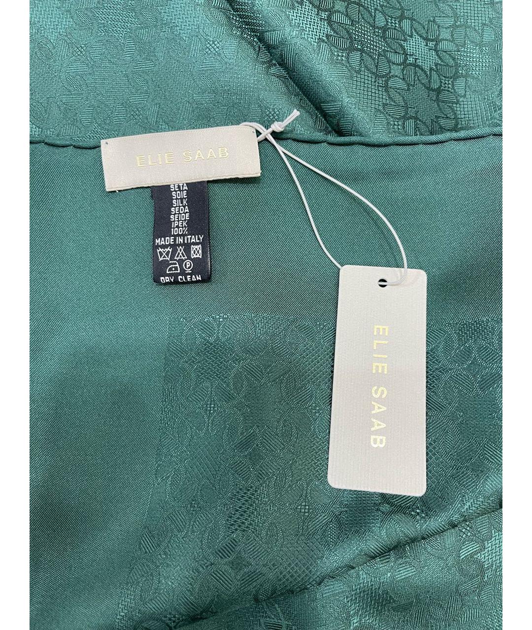 ELIE SAAB Зеленый шелковый платок, фото 3