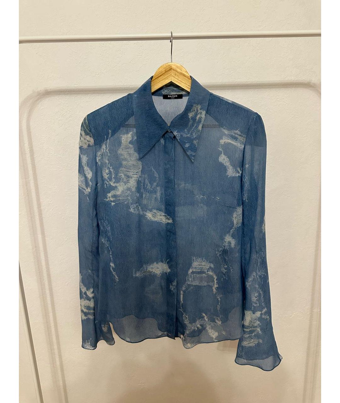 BALMAIN Голубая полиэстеровая блузы, фото 8