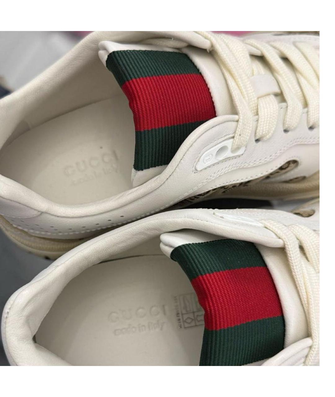 GUCCI Бежевые кожаные кеды, фото 4