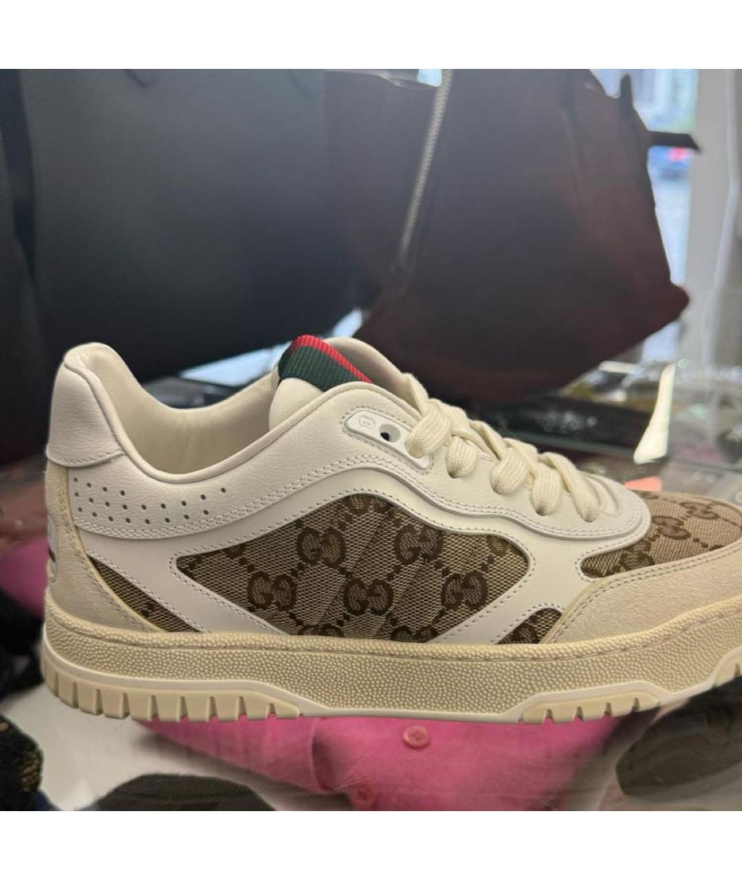 GUCCI Бежевые кожаные кеды, фото 7