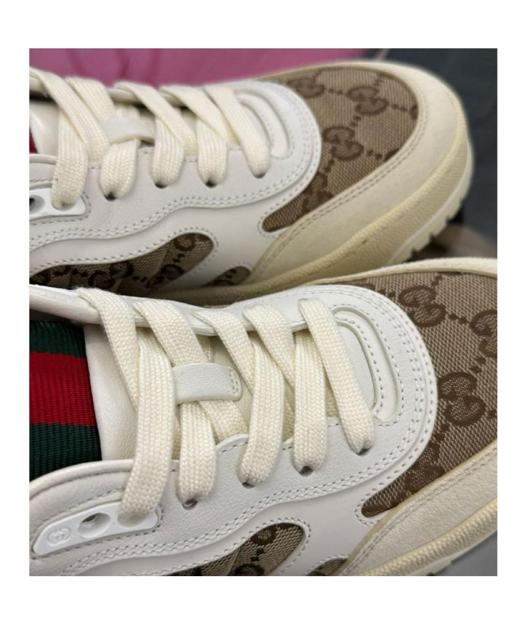 GUCCI Бежевые кожаные кеды, фото 5