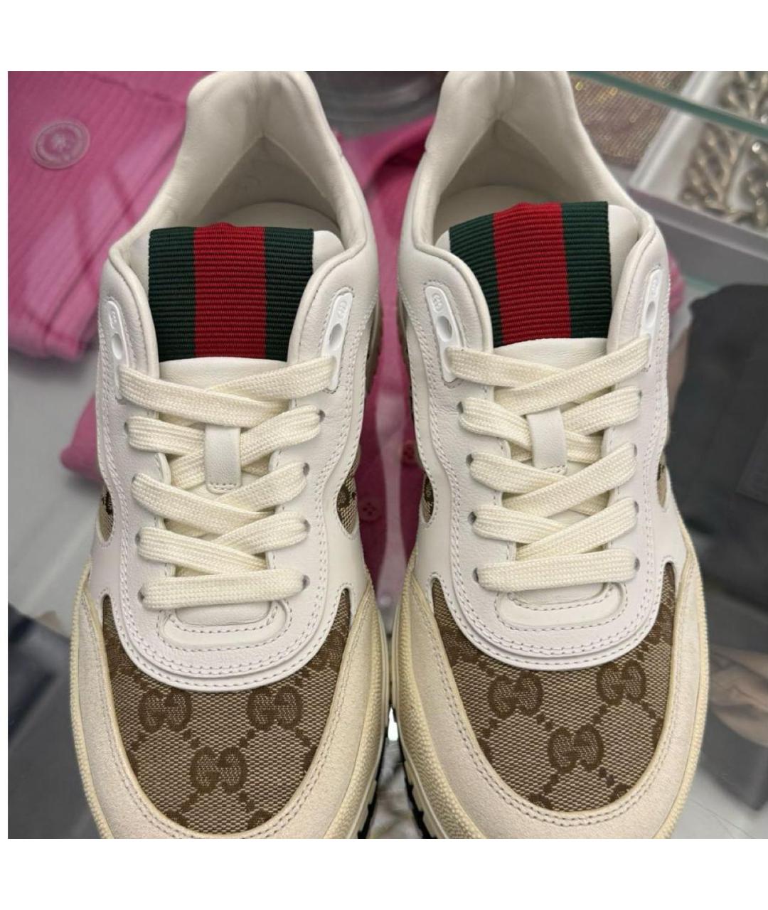 GUCCI Бежевые кожаные кеды, фото 2