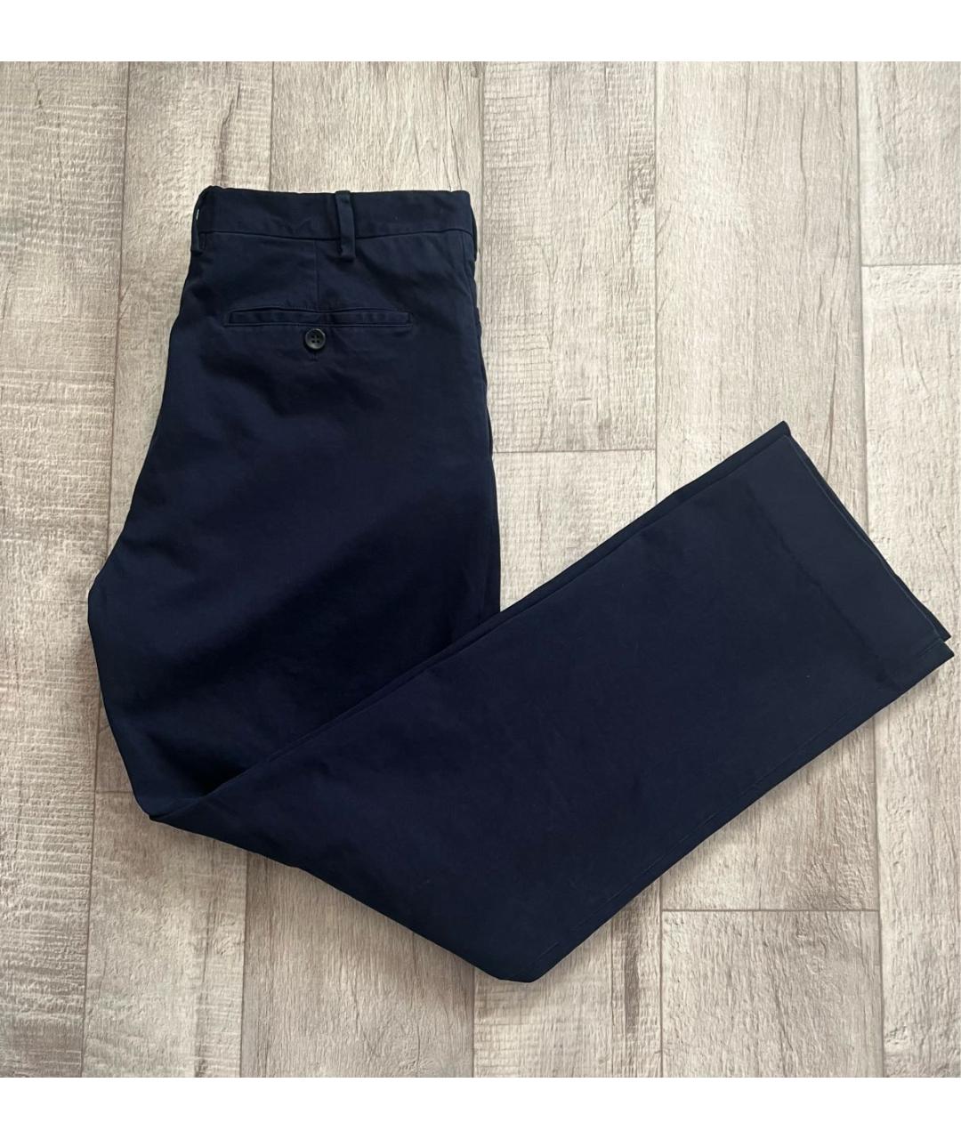 LORO PIANA Темно-синие хлопко-эластановые брюки чинос, фото 2
