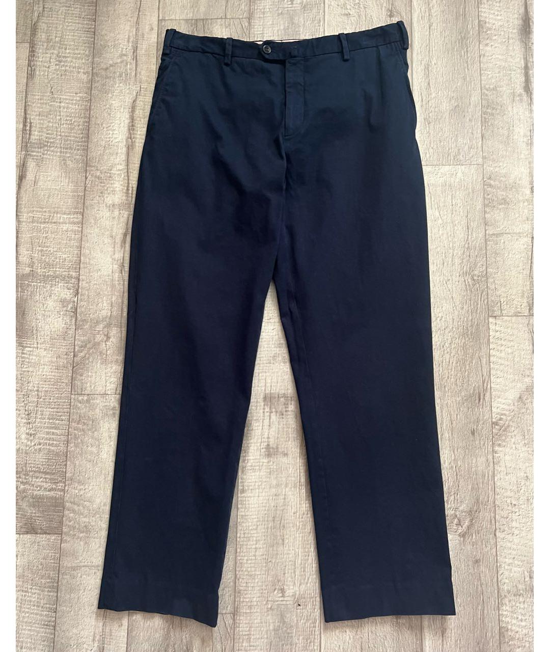 LORO PIANA Темно-синие хлопко-эластановые брюки чинос, фото 9