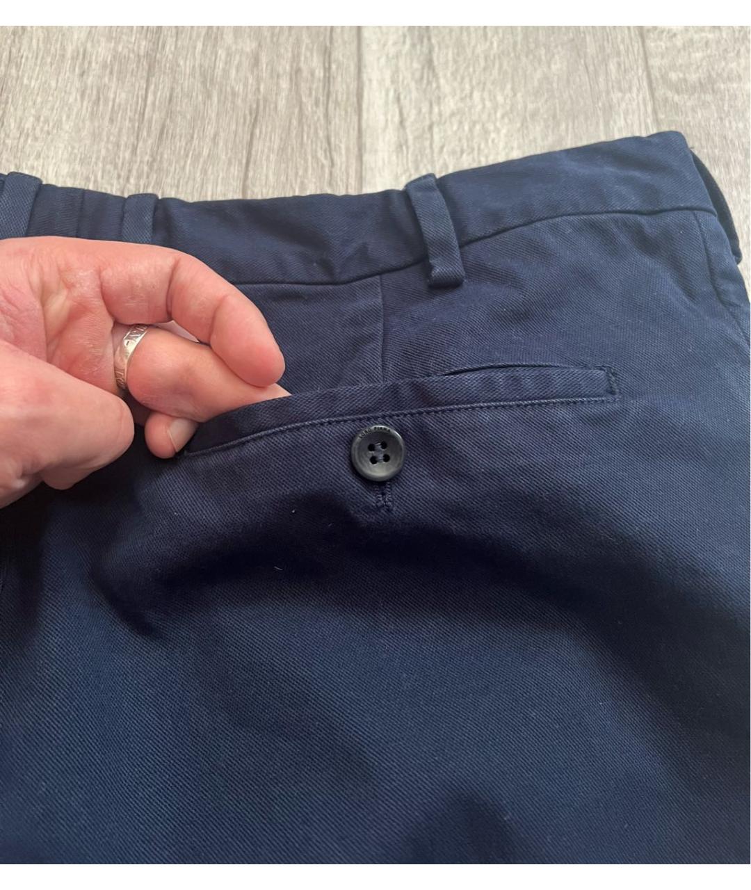 LORO PIANA Темно-синие хлопко-эластановые брюки чинос, фото 6