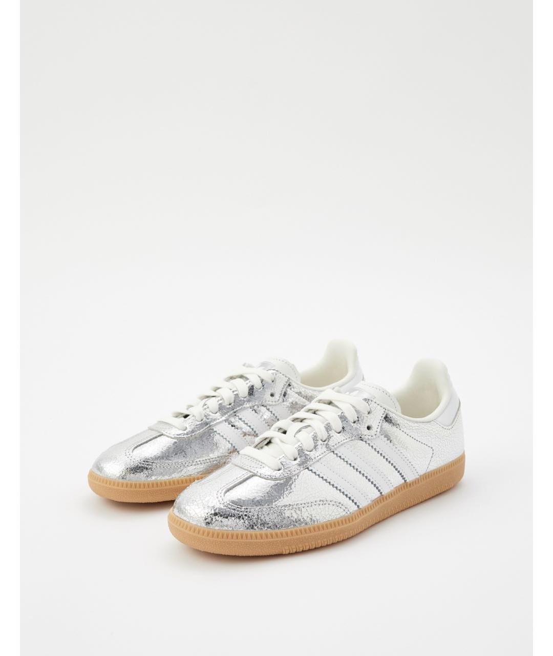 ADIDAS Серебряные кожаные кроссовки, фото 2