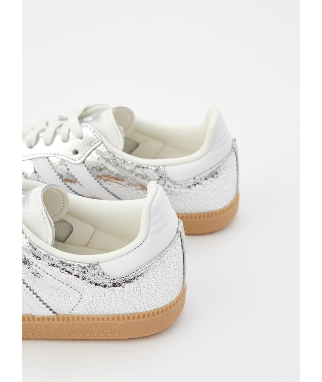 ADIDAS Серебряные кожаные кроссовки, фото 4