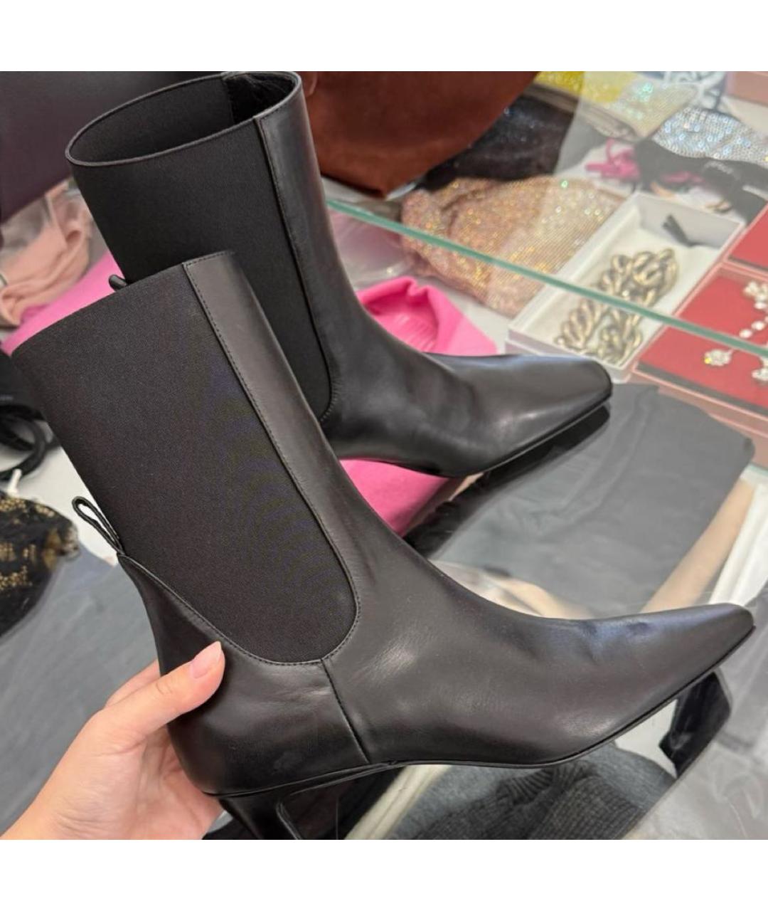 TOTEME Черные кожаные ботильоны, фото 4