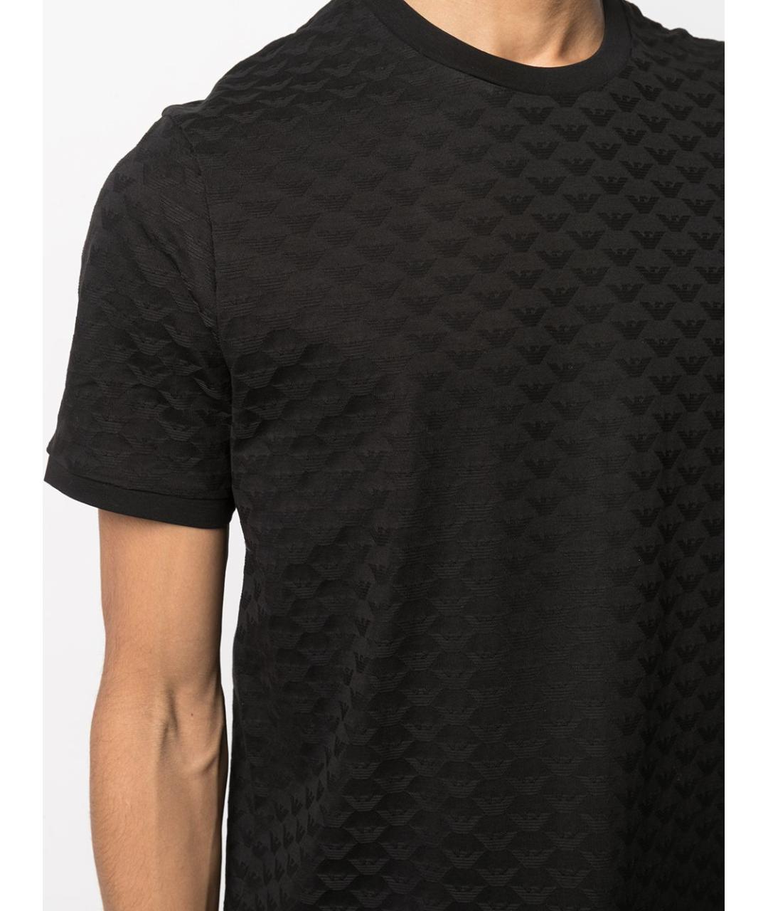 EMPORIO ARMANI Черная хлопковая футболка, фото 5
