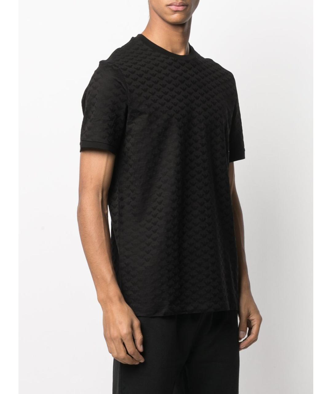 EMPORIO ARMANI Черная хлопковая футболка, фото 3