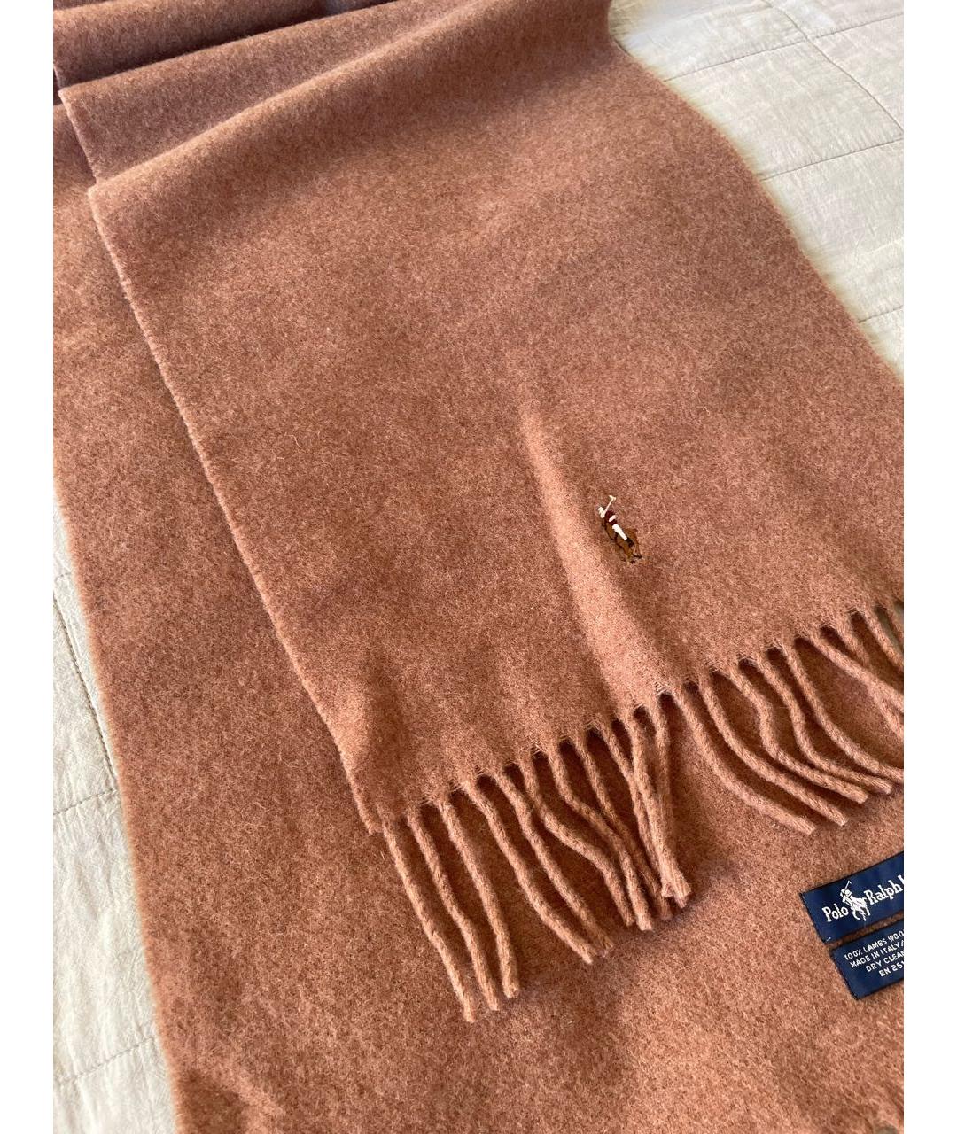 POLO RALPH LAUREN Бежевый шерстяной шарф, фото 2