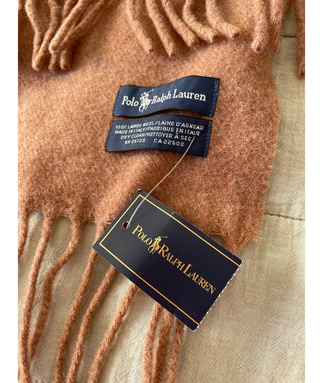 POLO RALPH LAUREN Бежевый шерстяной шарф, фото 3